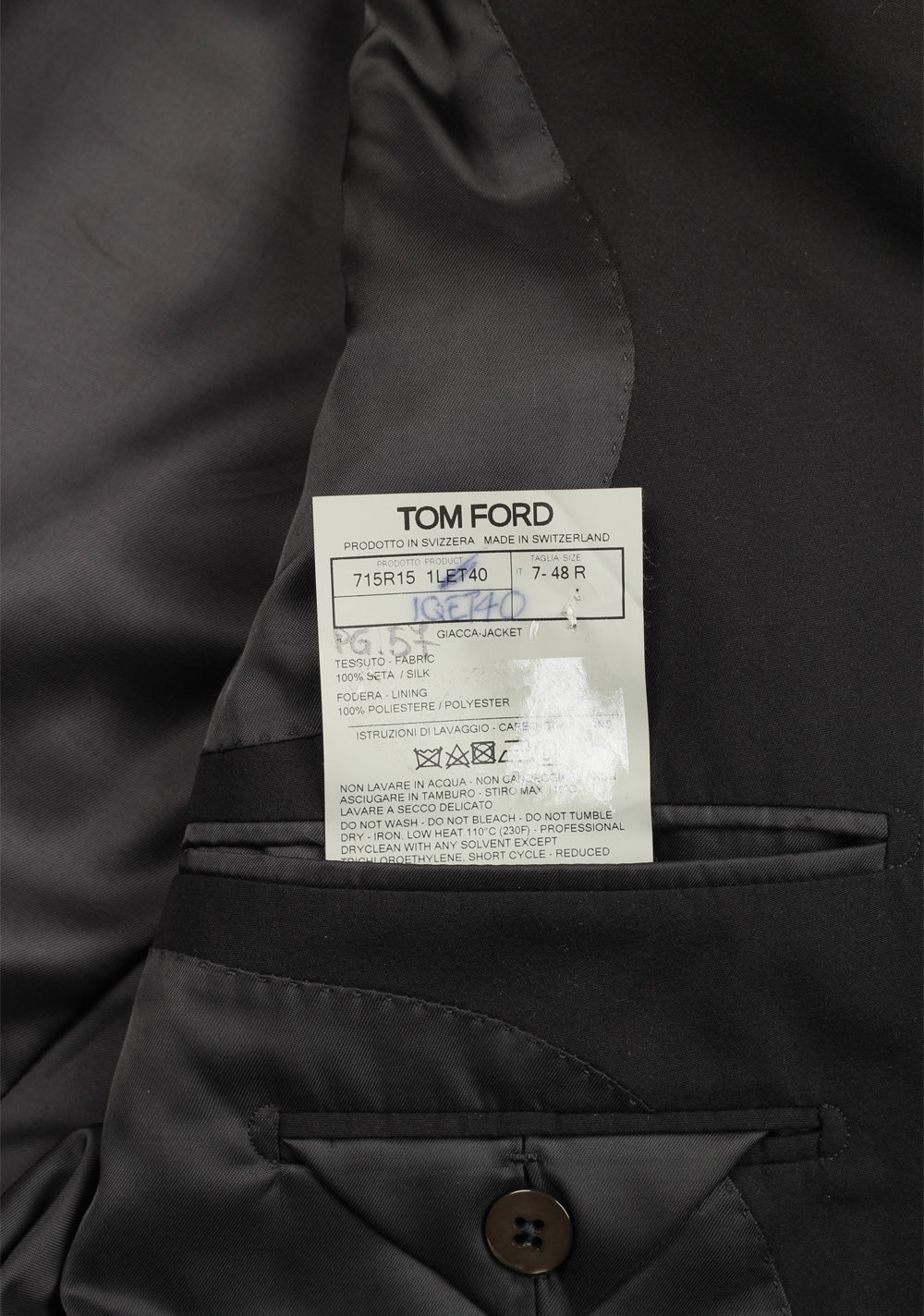 TOM FORD O'Connor Solid Black Sport Coat Size 48 / 38R U.S. in silk