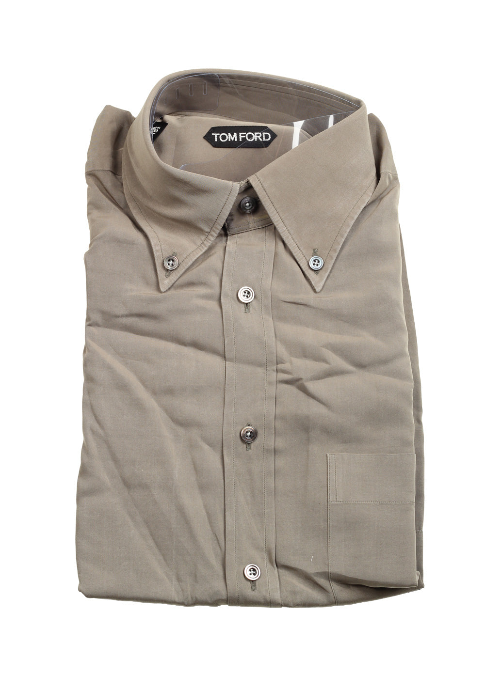 tom ford dress shirt TOM FORD Solid Olive Green Button Down Dress Shirt – Costume Limité