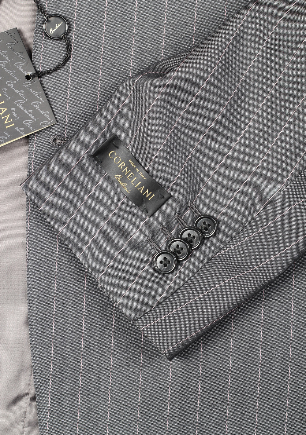Corneliani Gray Striped Suit Size 54 / 44R U.S.