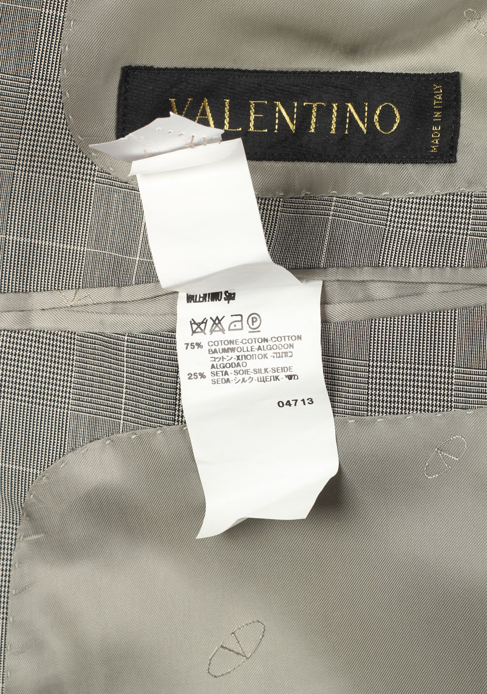 Valentino Gray Checked Suit Size 56 / 46R U.S.