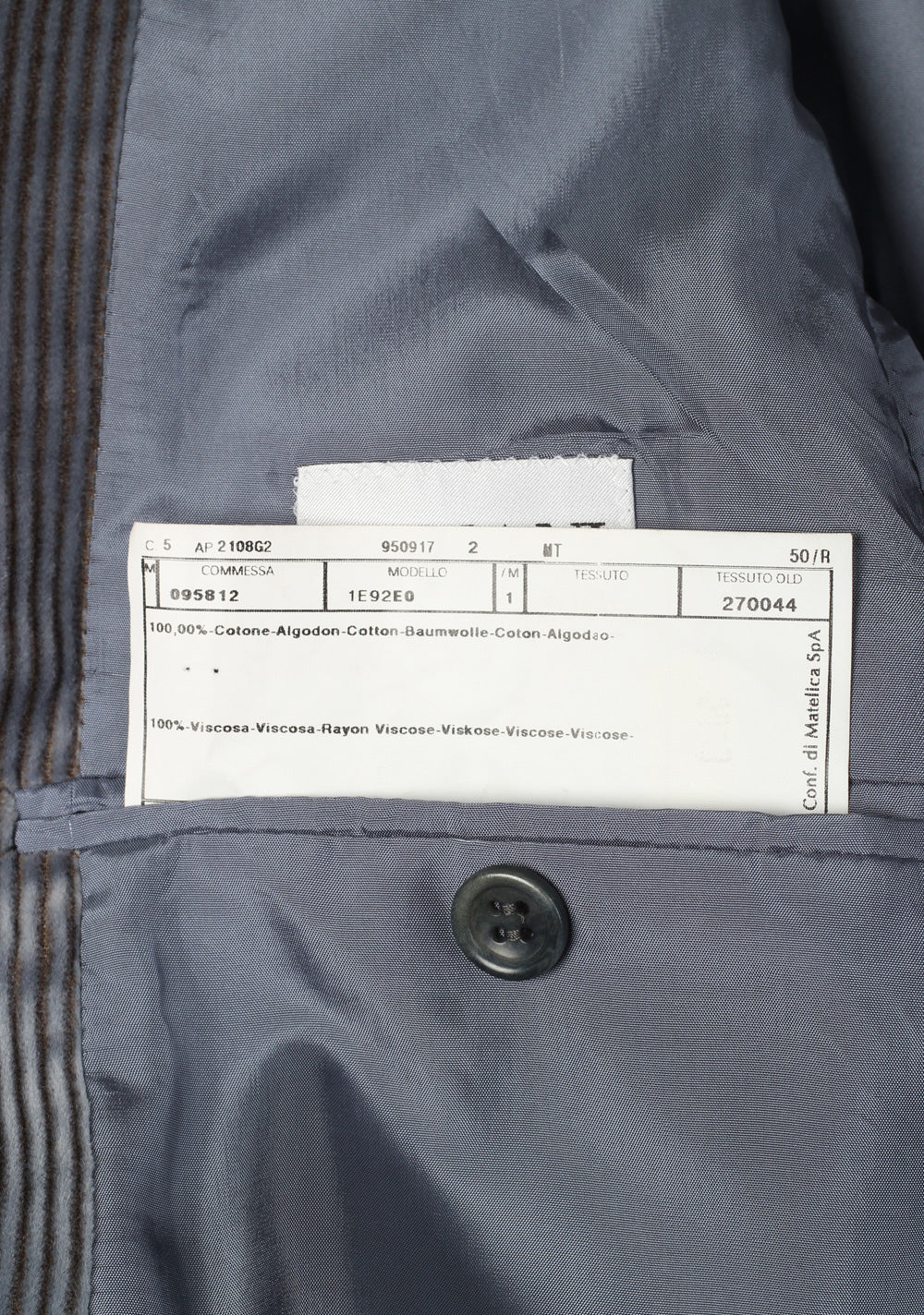 Armani Collezioni Blue Corduroy Sport Coat Size 50 / 40R U.S. in Cotton