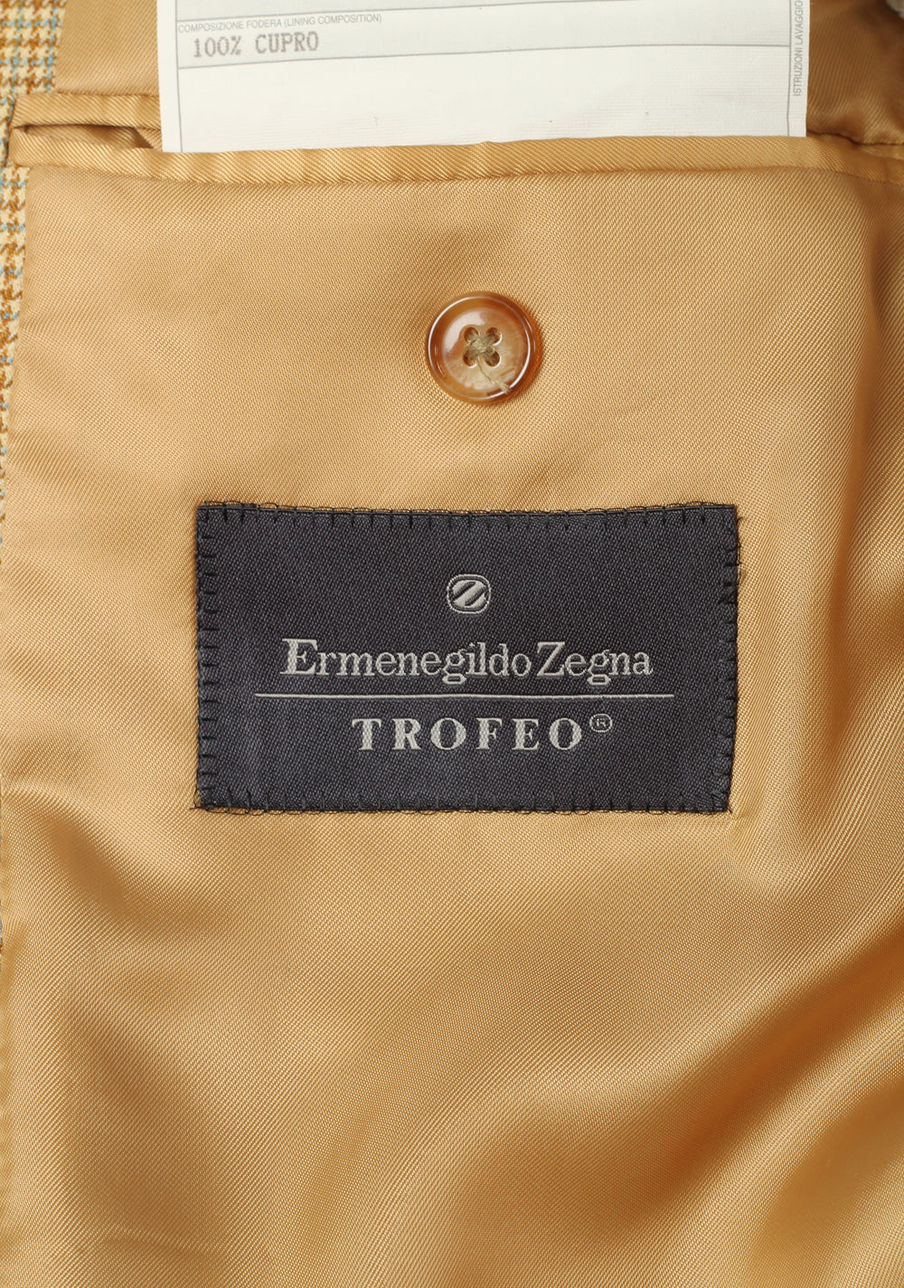 ZEGNA Trofeo Checked Beige Sport Coat Size 48 / 38R U.S.