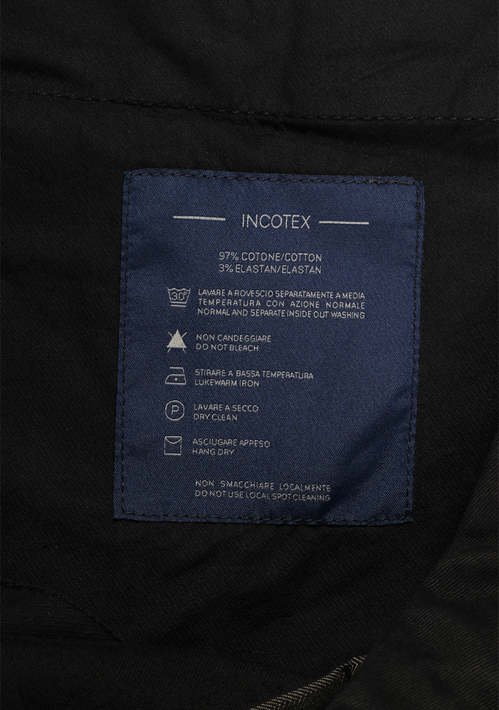Incotex Black Cotton Blend Trousers Size 56 / 40 U.S.