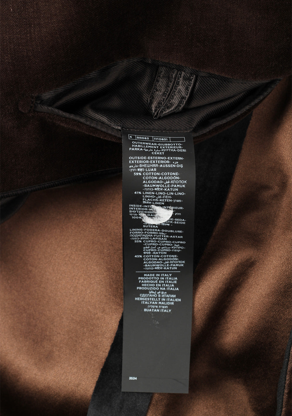TOM FORD Brown Double Breasted Over Coat Size 48 / 38R U.S. Outerwear