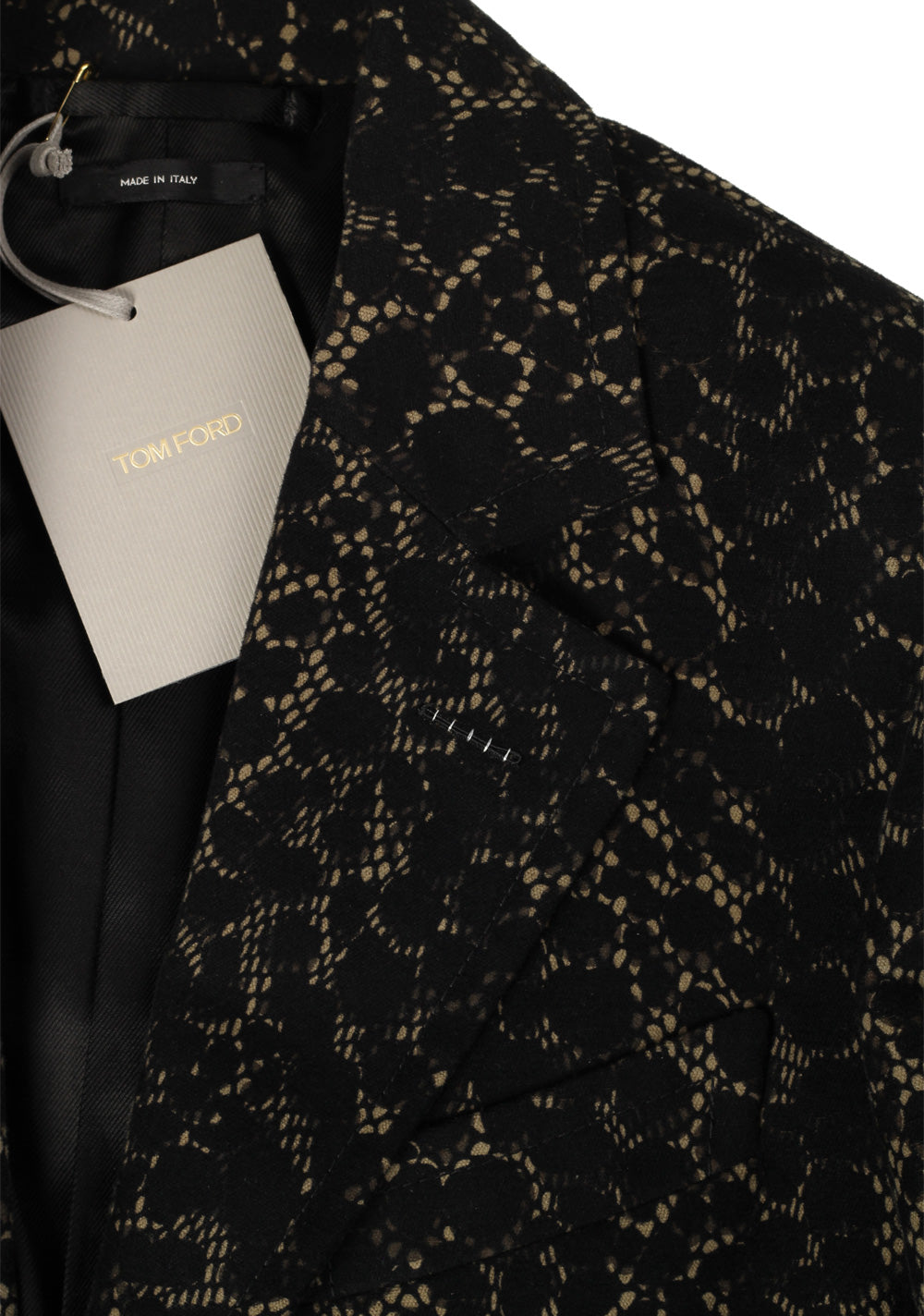 TOM FORD Black Patterned Coat Size 48 / 38R U.S. Outerwear
