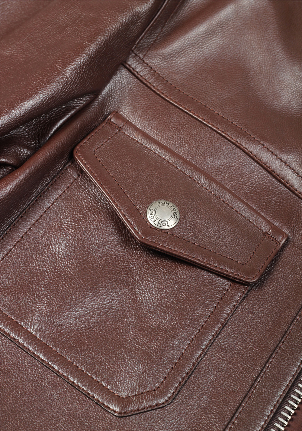 TOM FORD Brown Leather Jacket Coat Size 48 / 38R U.S. Outerwear