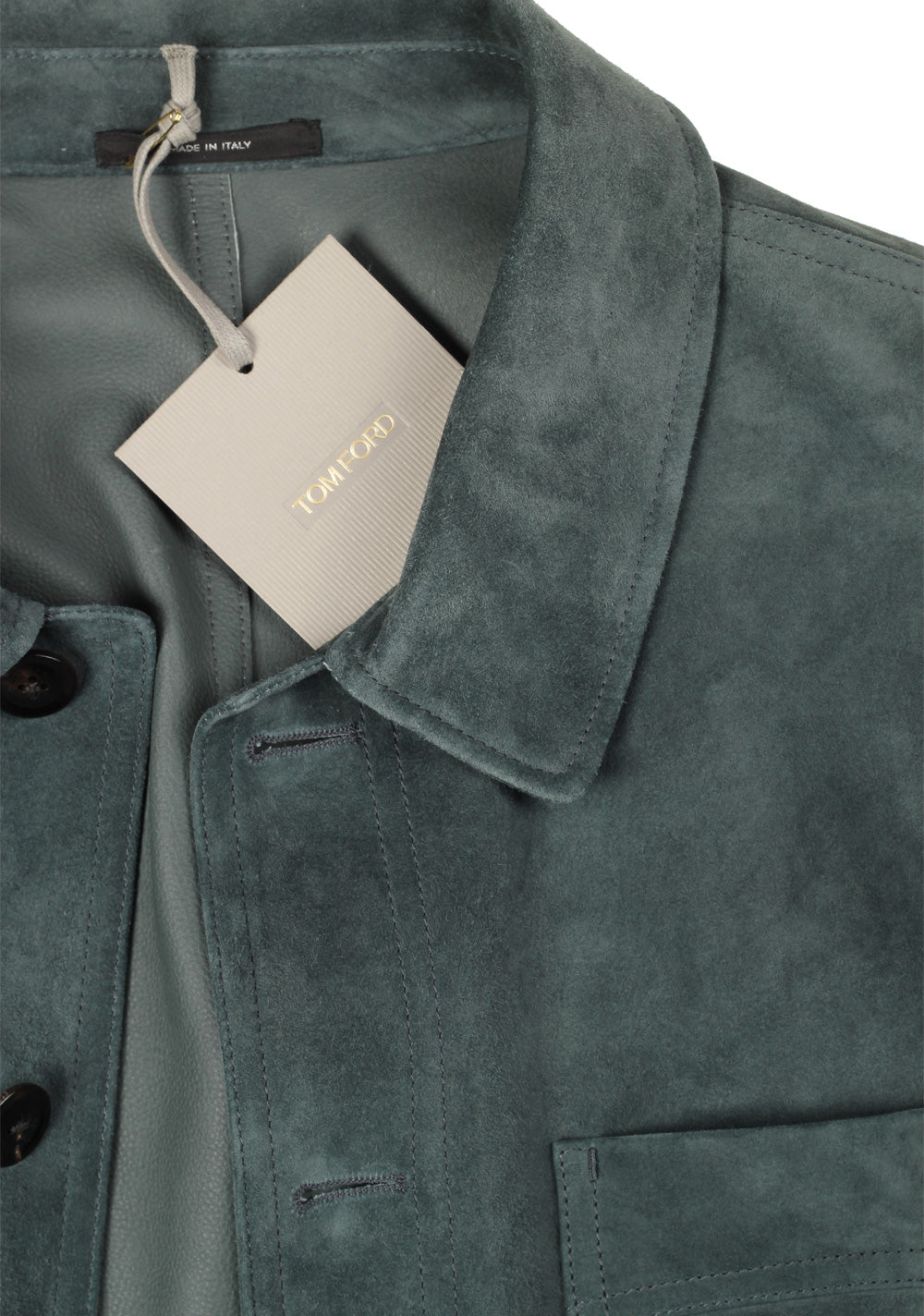 TOM FORD Petrol Leather Jacket Coat Size 48 / 38R U.S. Outerwear