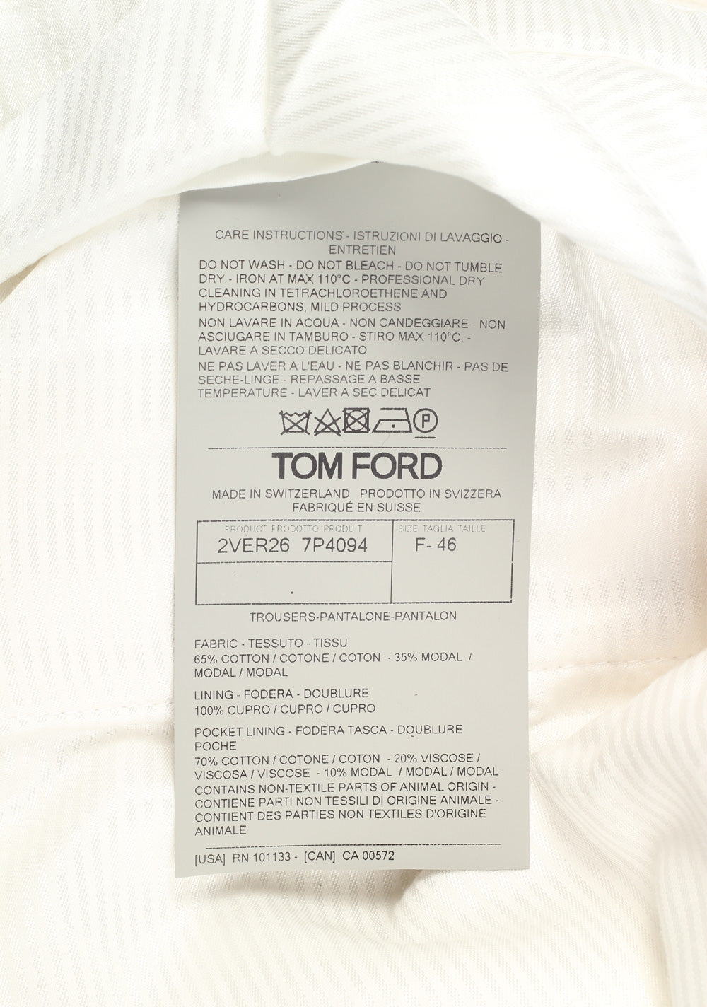 TOM FORD Off White Corduroy Trousers Size 46 / 30 U.S.