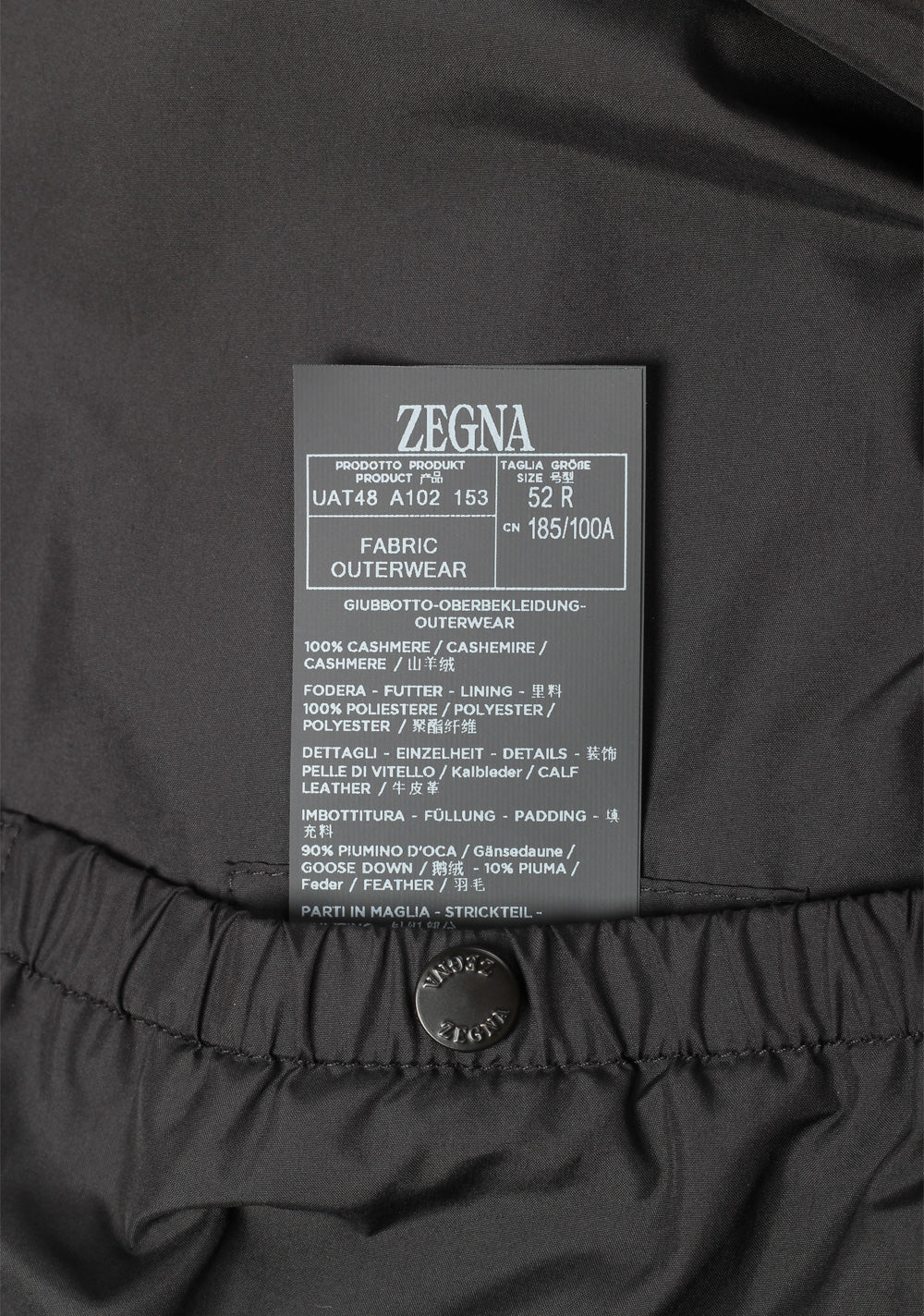 ZEGNA Oasi Cashmere Brown Padded Bomber Jacket Outerwear