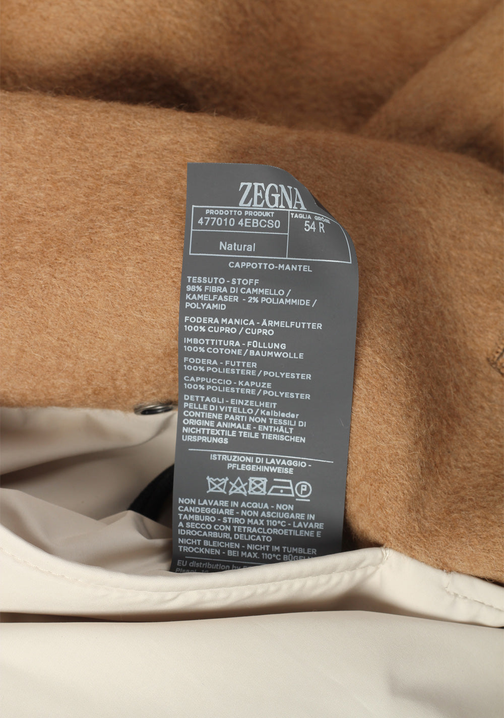 ZEGNA Jerseywear Camel Coat Size 54 / 44R U.S.