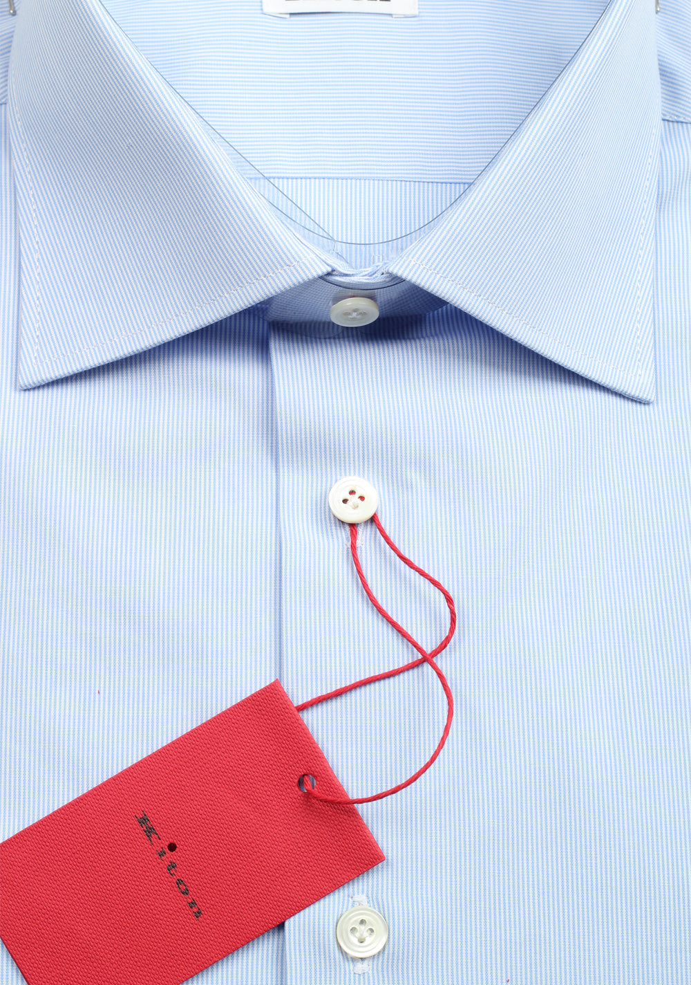 Kiton Striped Blue White Dress Shirt