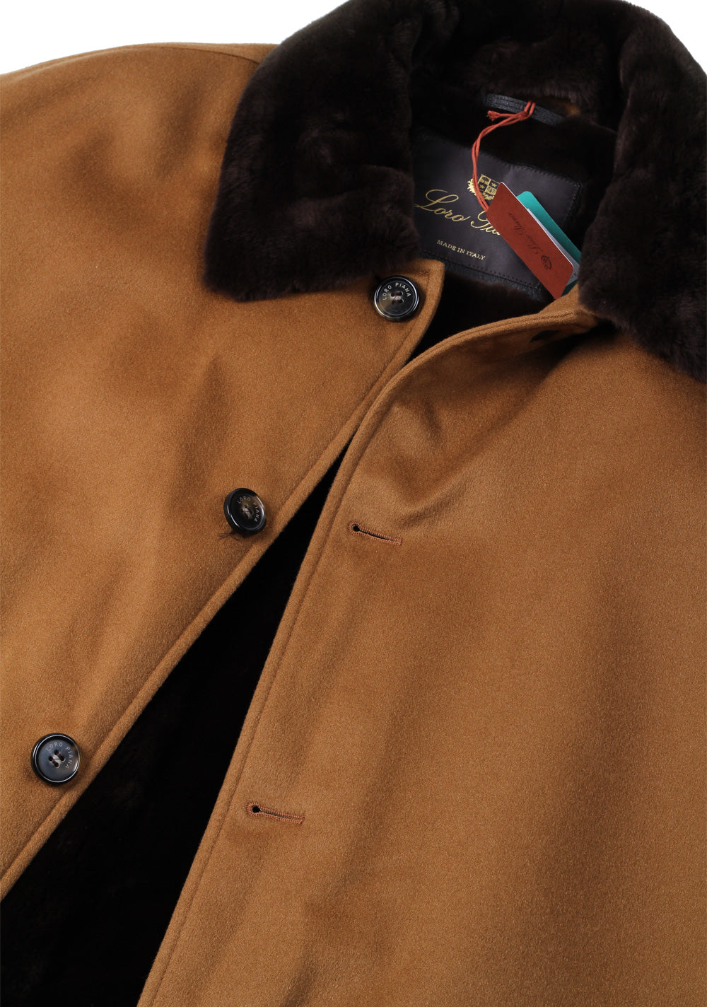 Loro Piana Beige Cashmere Fur Lined Overcoat Size XXXL / 58 / 48R U.S.