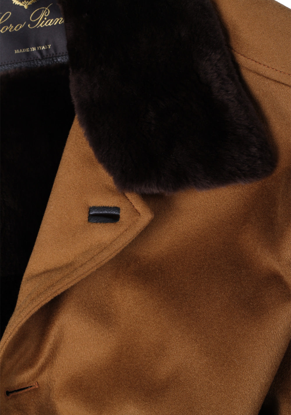 Loro Piana Beige Cashmere Fur Lined Overcoat Size XXXL / 58 / 48R U.S.