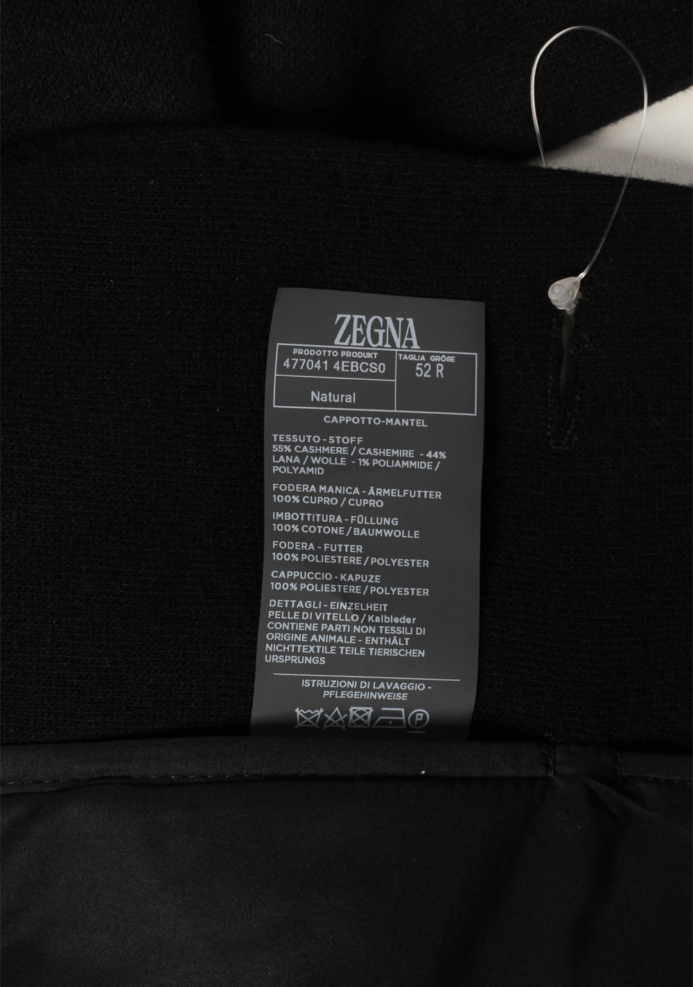 ZEGNA Jerseywear Black Overcoat Size 52 / 42R U.S.