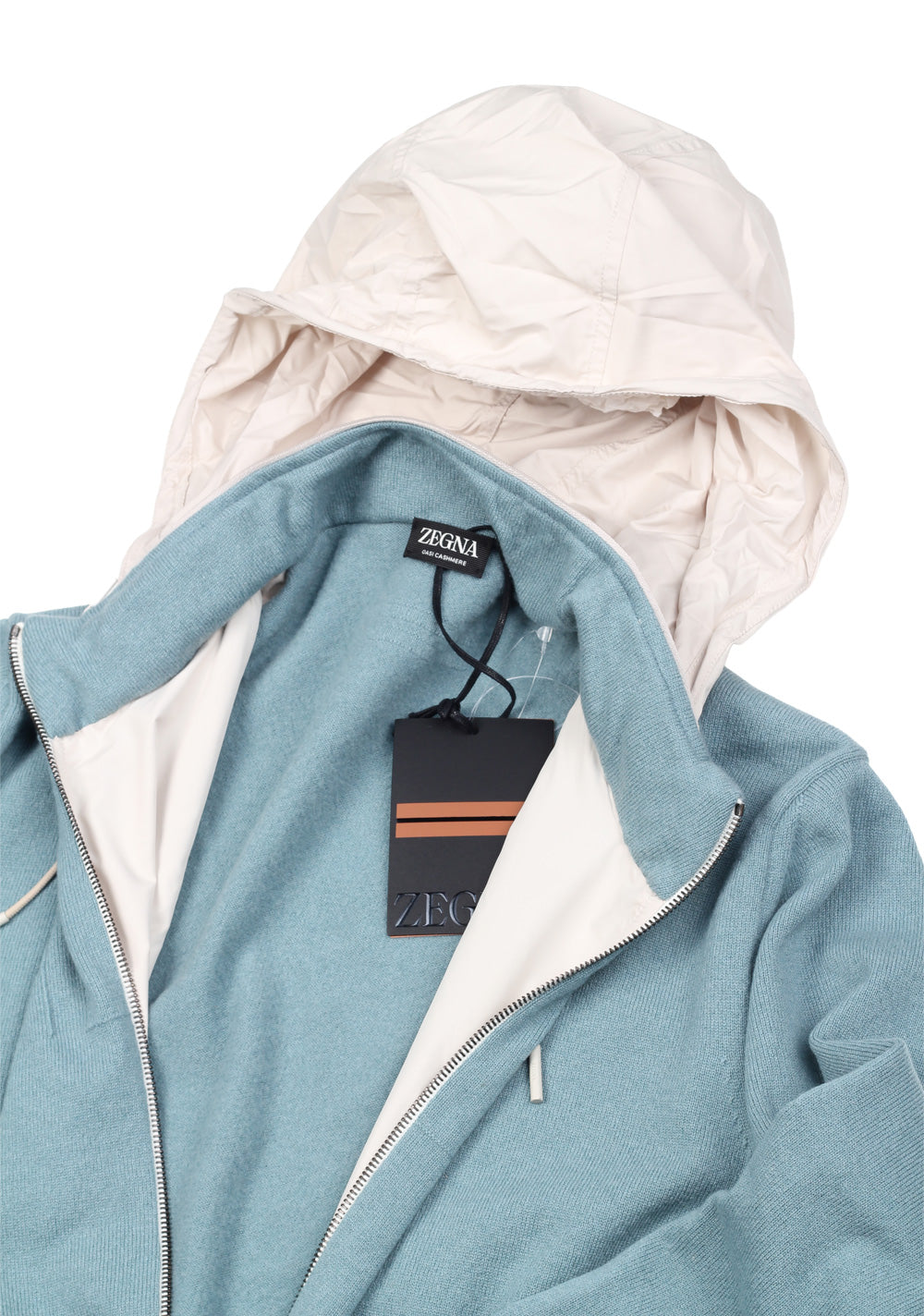 ZEGNA Oasi Cashmere Blue Zipper Sweater Size 56 / 46R U.S.