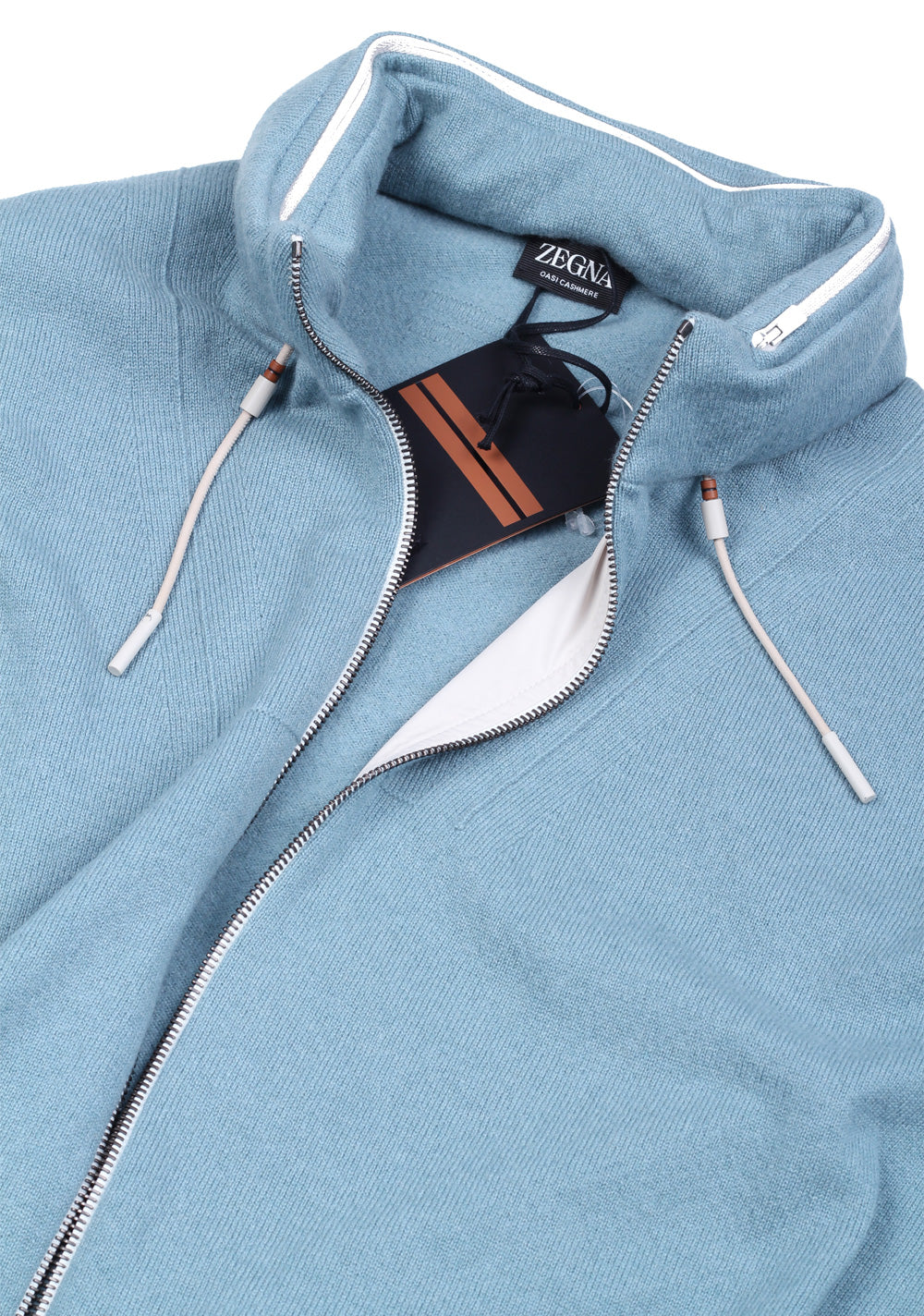ZEGNA Oasi Cashmere Blue Zipper Sweater Size 56 / 46R U.S.