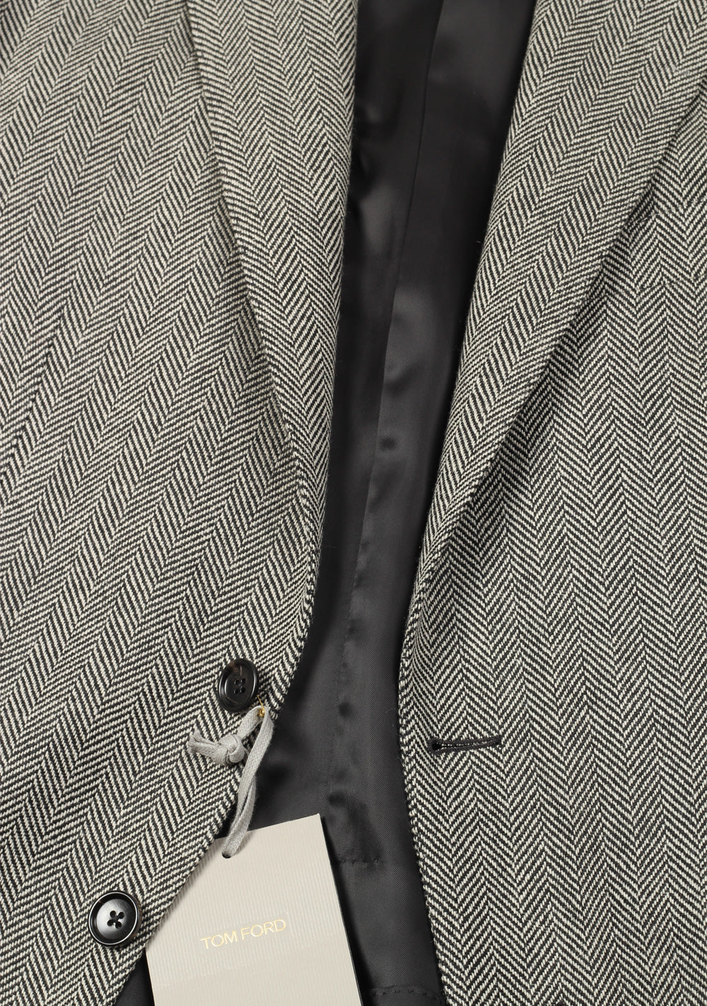 TOM FORD O'Connor Black White Herringbone Mohair Blend Suit Size 48 / 38R U.S.