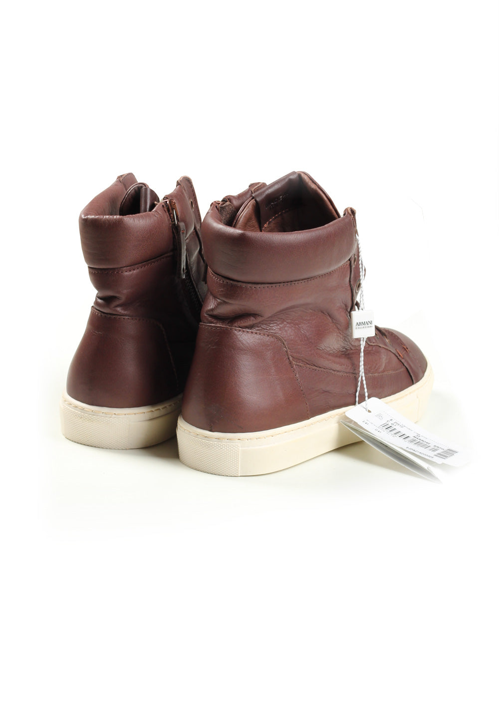 Armani Collezioni Hightop Sneaker Size 40 Eur / 6 U.S. / 5.5 Uk Brown Shoes