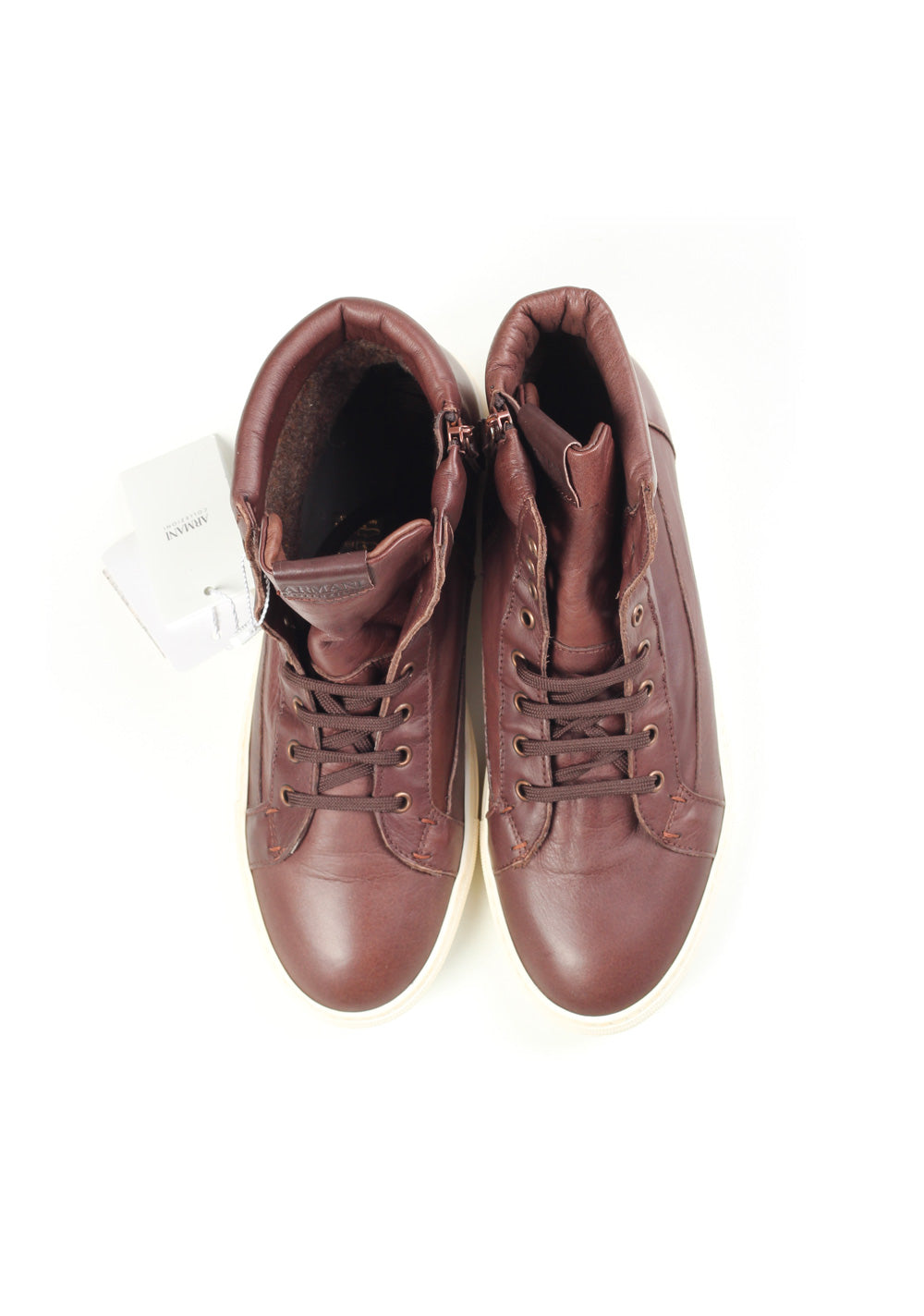 Armani Collezioni Hightop Sneaker Size 40 Eur / 6 U.S. / 5.5 Uk Brown Shoes