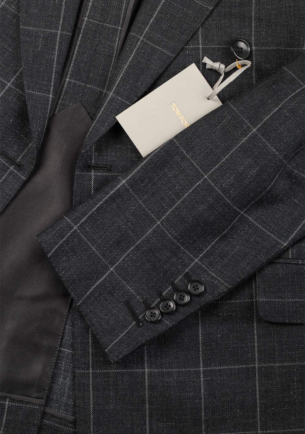 TOM FORD Double Breasted Suit Size 48 / 38R U.S. Wool Linen Silk