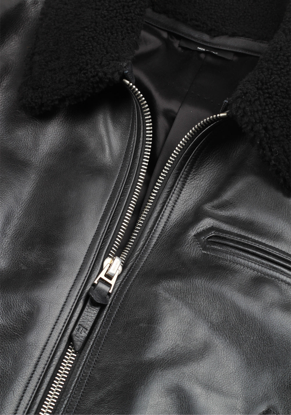 TOM FORD Leather Jacket Coat With Lamb Collar Size 48 / 38R U.S. Outerwear
