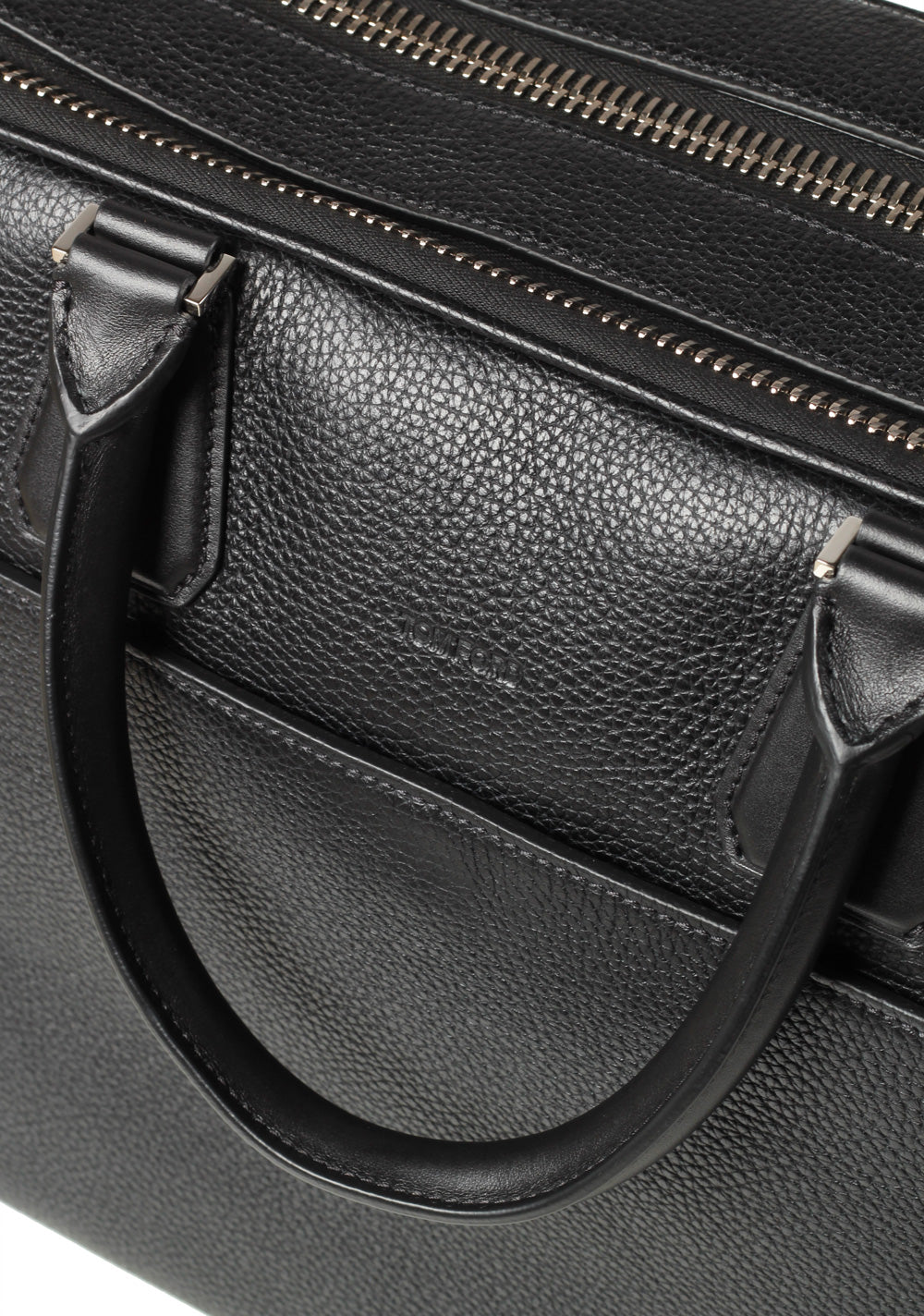 TOM FORD Buckley Double Zipper Briefcase With Shoulder Strap Black