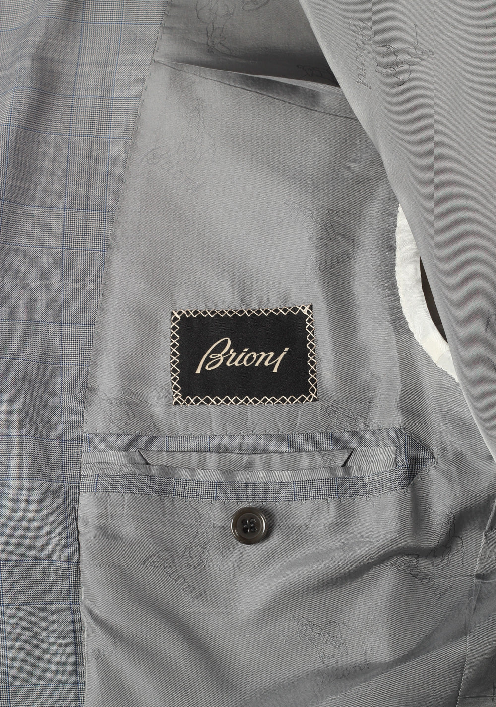 Brioni Parlamento Gray Checked Suit Size 50 / 40R U.S. Wool Silk