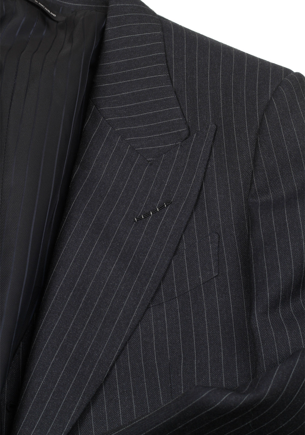 TOM FORD Shelton Charcoal Striped 3 Piece Suit Size 46 / 36R U.S. Wool