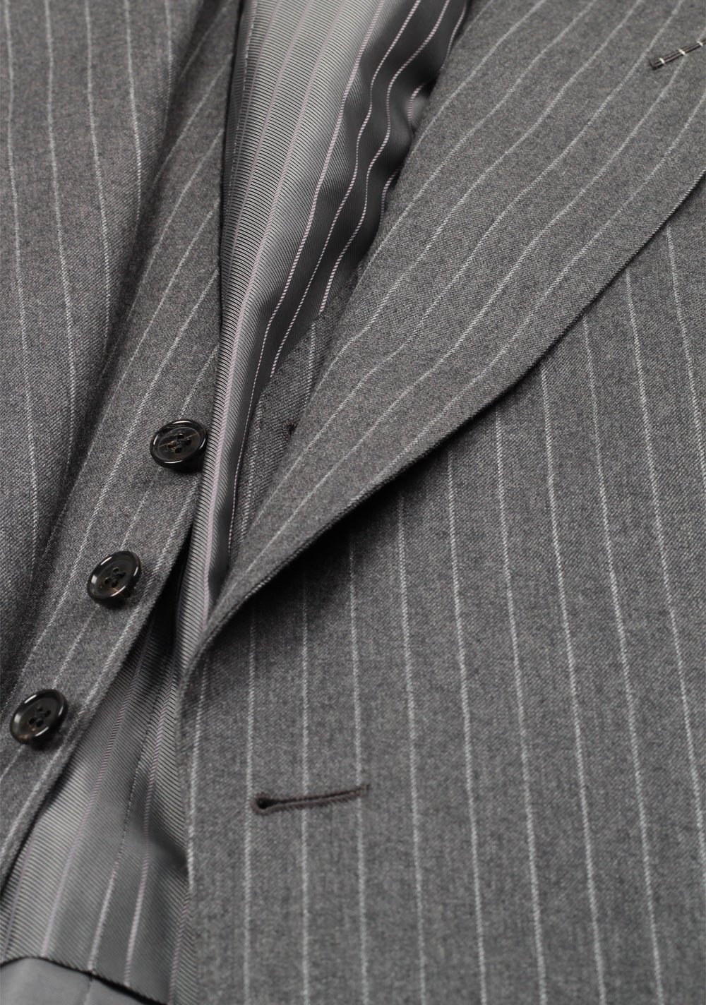 TOM FORD Shelton Gray Striped 3 Piece Suit Size 46 / 36R U.S. Wool Silk