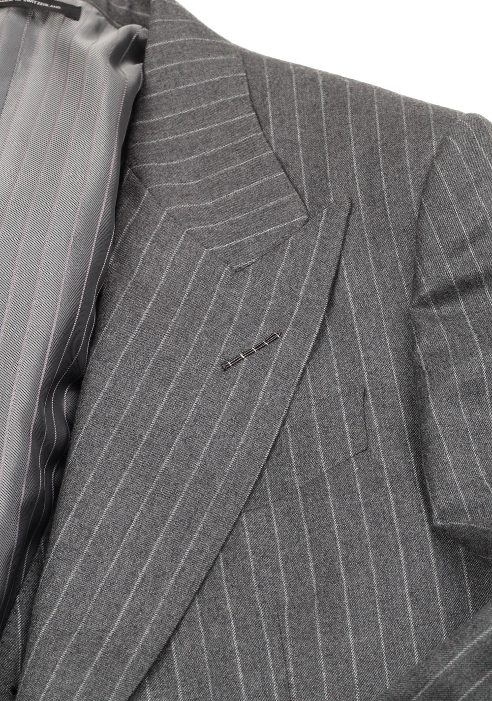 TOM FORD Shelton Gray Striped 3 Piece Suit Size 46 / 36R U.S. Wool Silk