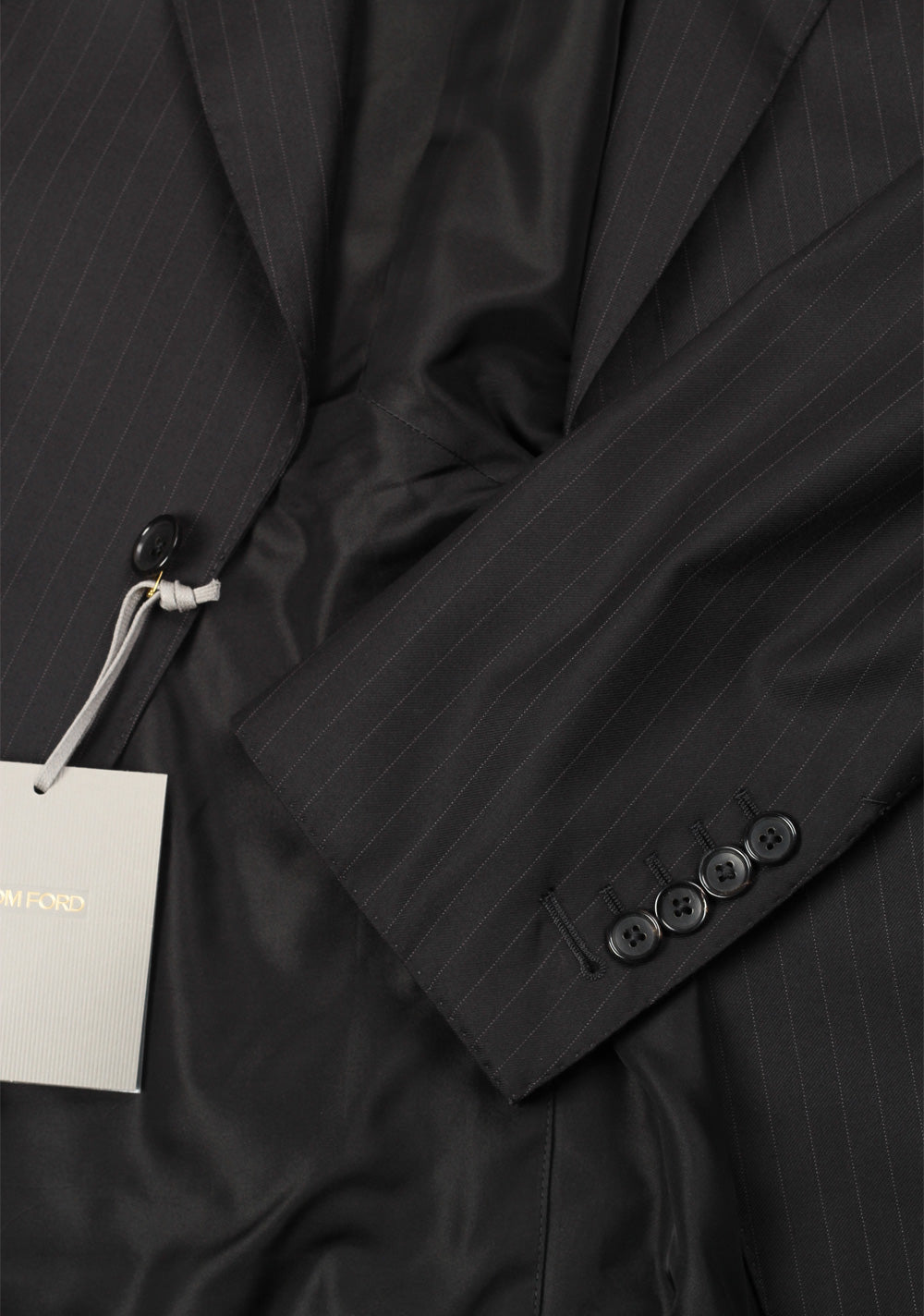 TOM FORD Spencer Striped Charcoal Suit Size 46 / 36R U.S. Wool Silk Fit D