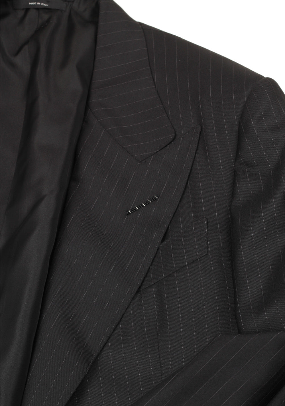 TOM FORD Spencer Striped Charcoal Suit Size 46 / 36R U.S. Wool Silk Fit D