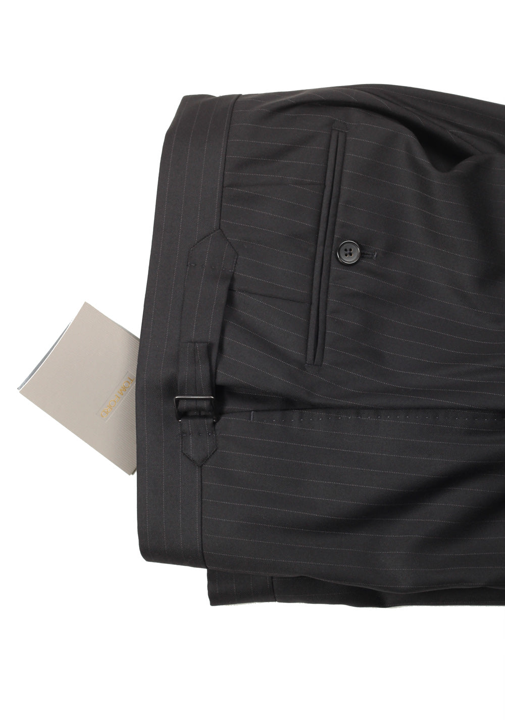 TOM FORD Spencer Striped Charcoal Suit Size 46 / 36R U.S. Wool Silk Fit D