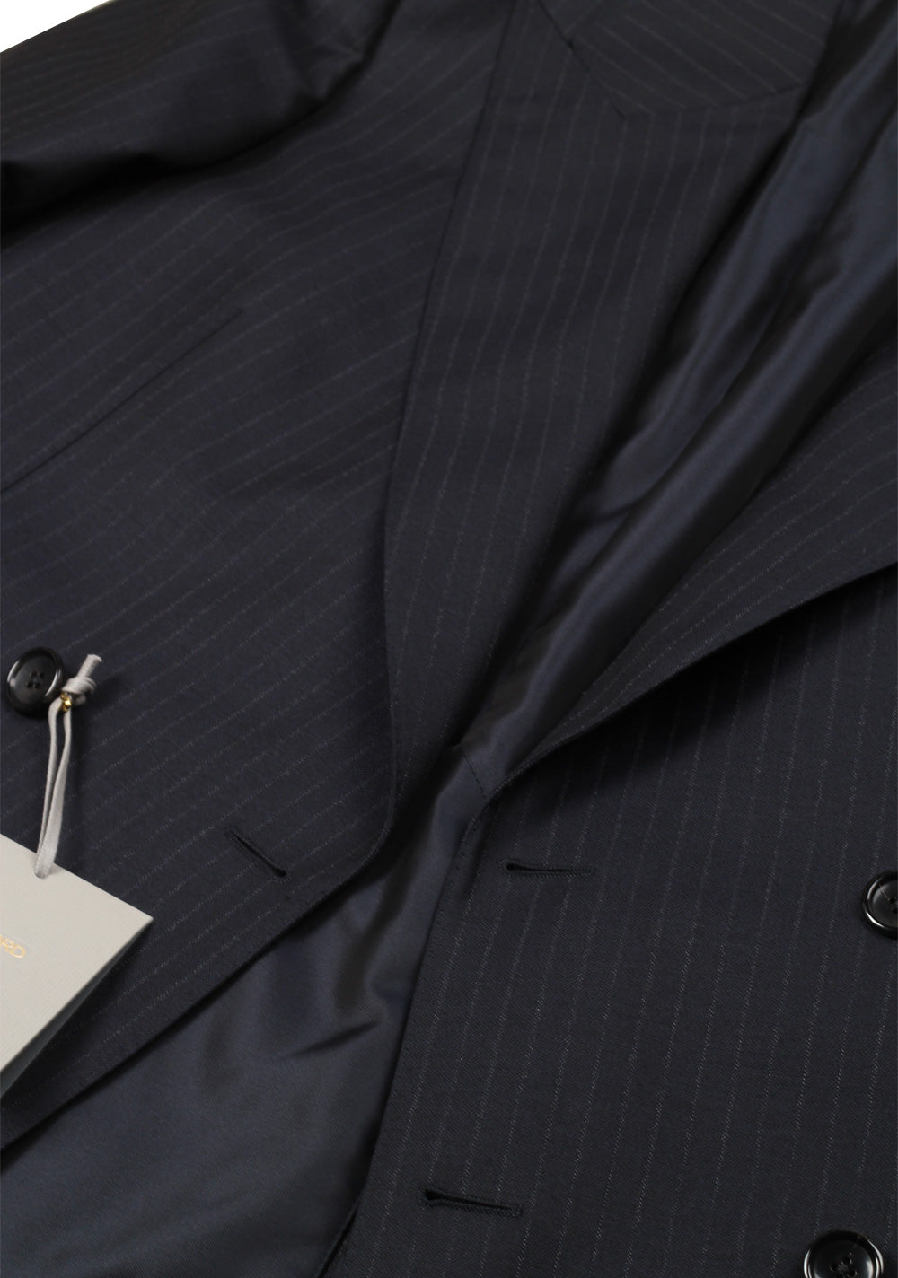 TOM FORD Spencer Double Breasted Striped Charcoal Suit Size 46 / 36R U.S. Wool Silk Mohair Fit D