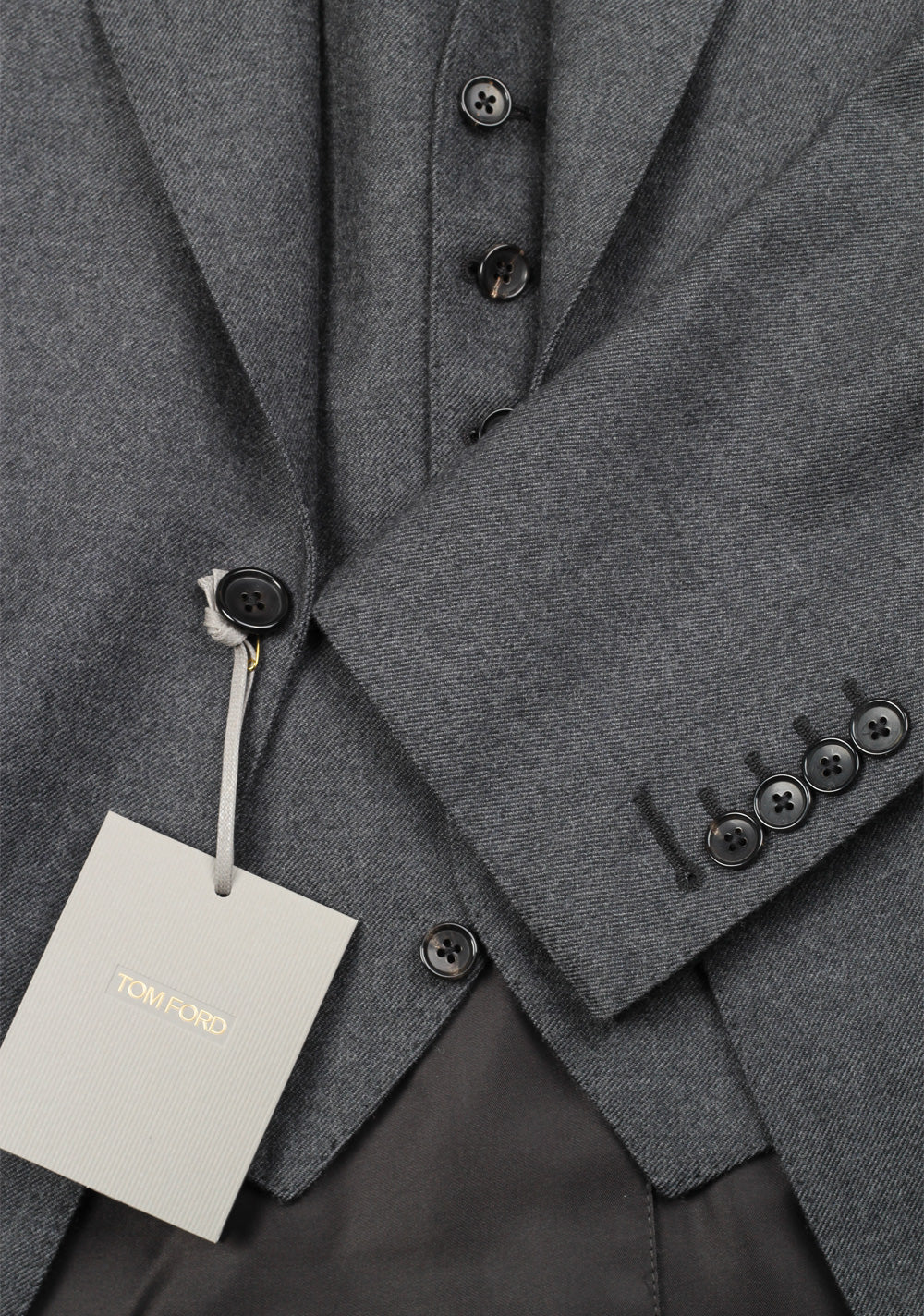 TOM FORD Shelton Solid Gray 3 Piece Suit Size 46 / 36R U.S. Wool