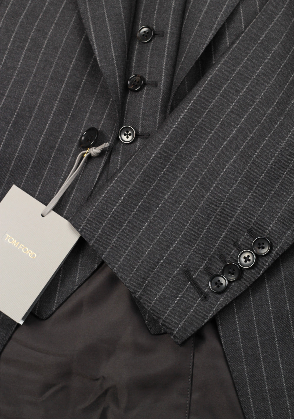 TOM FORD Shelton Gray Striped 3 Piece Suit Size 46 / 36R U.S. Wool