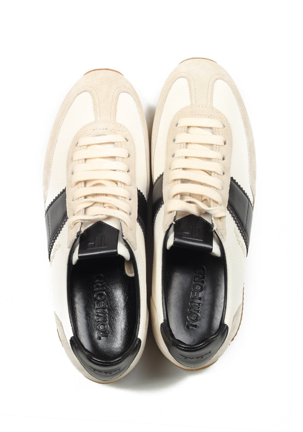TOM FORD Orford Colorblock Suede White Black Trainer Sneaker Shoes Size 8 UK / 9 U.S.