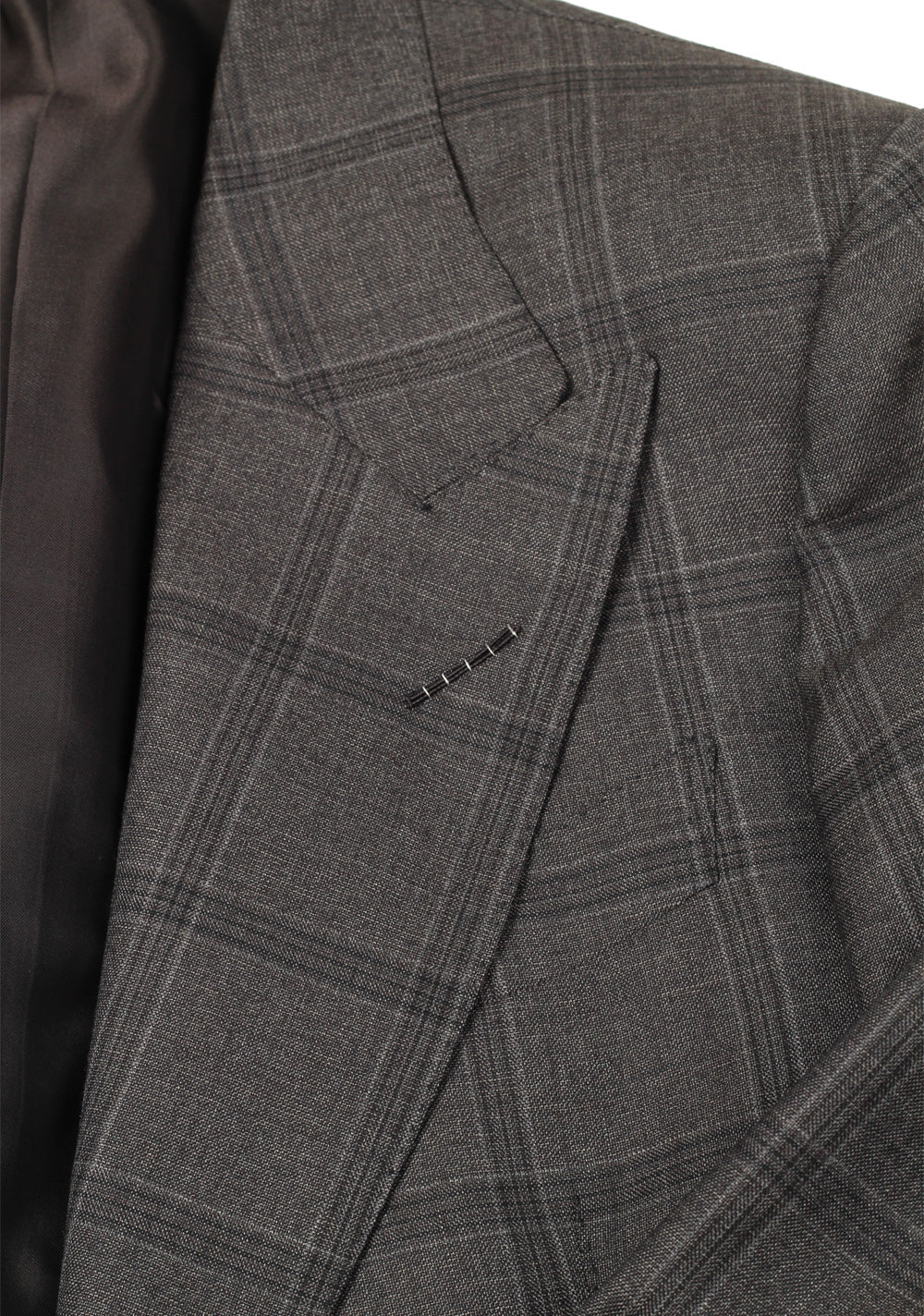 TOM FORD Shelton Checked Gray Suit Size 46 / 36R U.S. Wool Silk