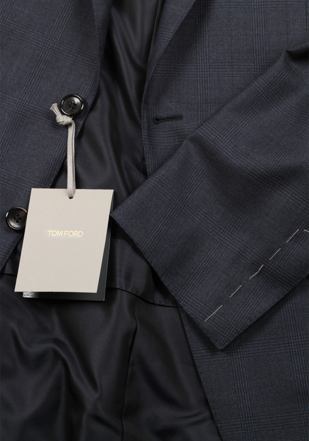 TOM FORD O'Connor Checked Navy Suit Size 48L / 38L U.S. Wool Fit Y