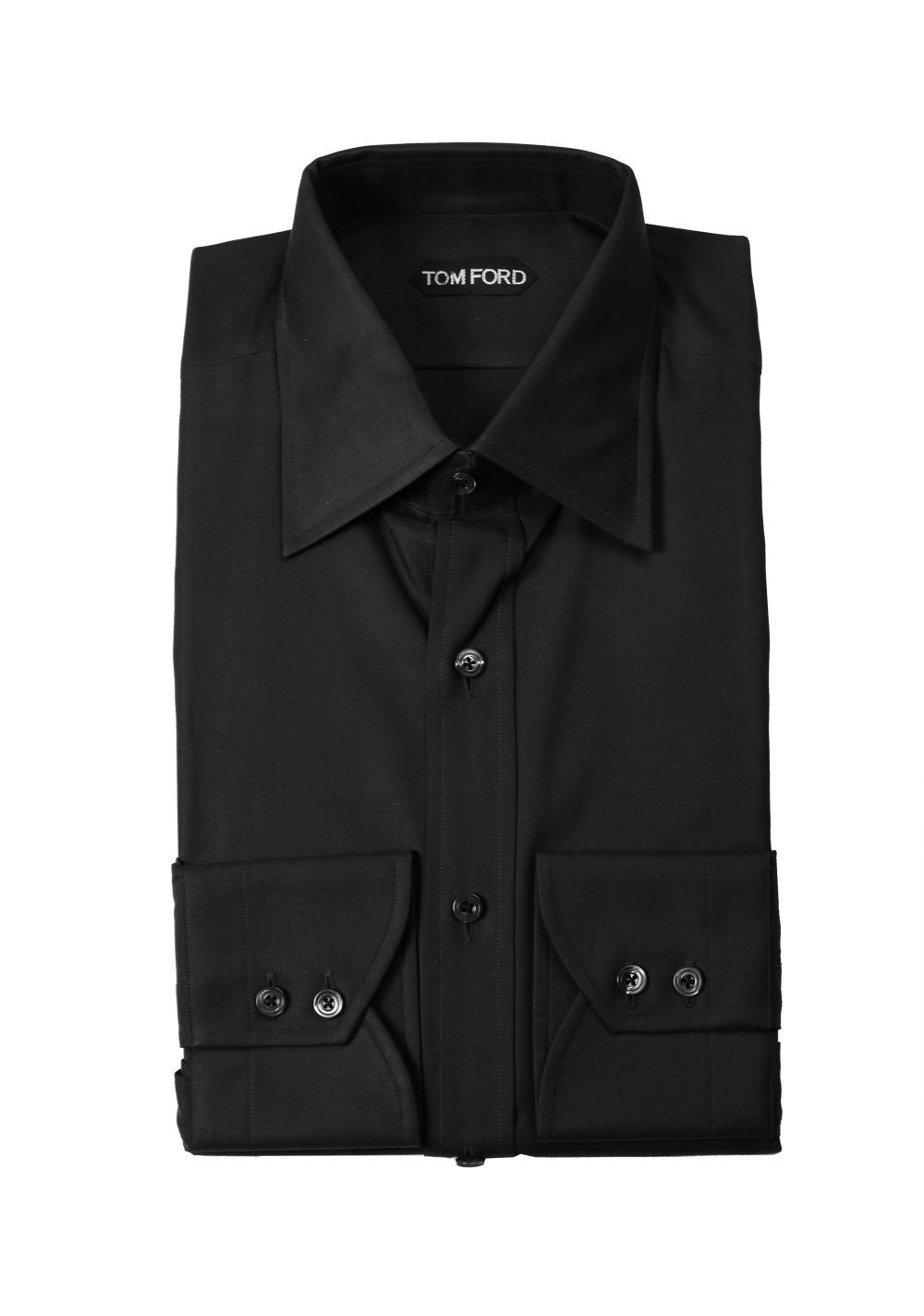 TOM FORD Solid Black Shirt Size 40 / 15,75 U.S.