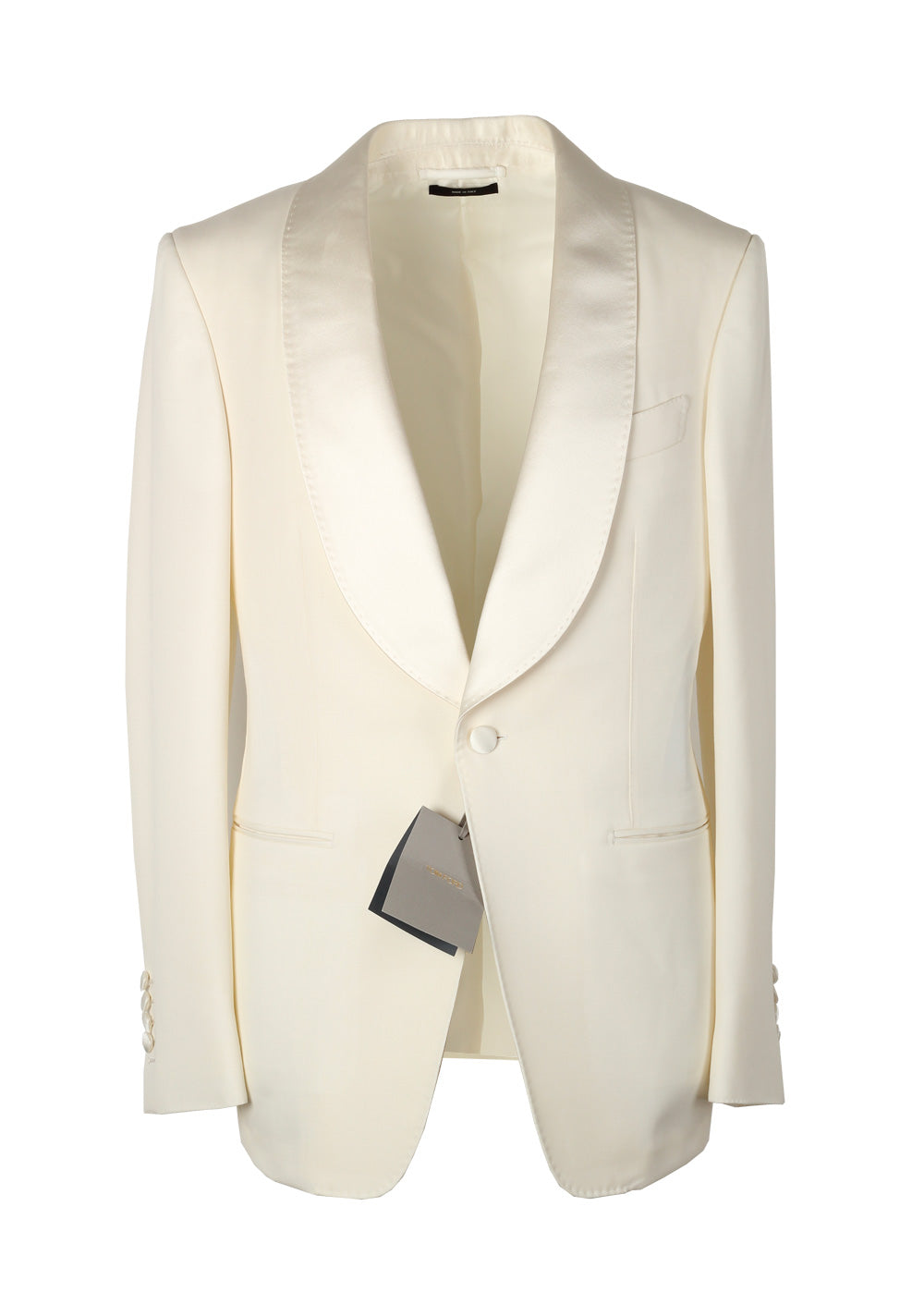TOM FORD Shelton Shawl Collar Ivory Sport Coat Tuxedo Dinner Jacket Size 46 / 36R U.S.