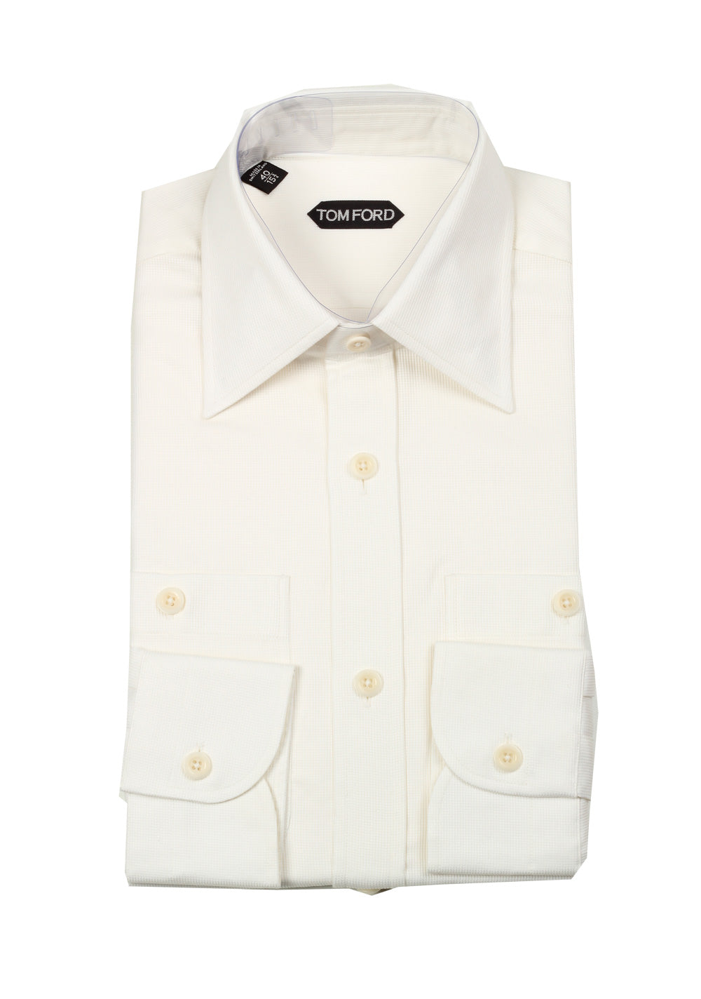 TOM FORD Solid Off White Dress Shirt Size 40 / 15,75 U.S.