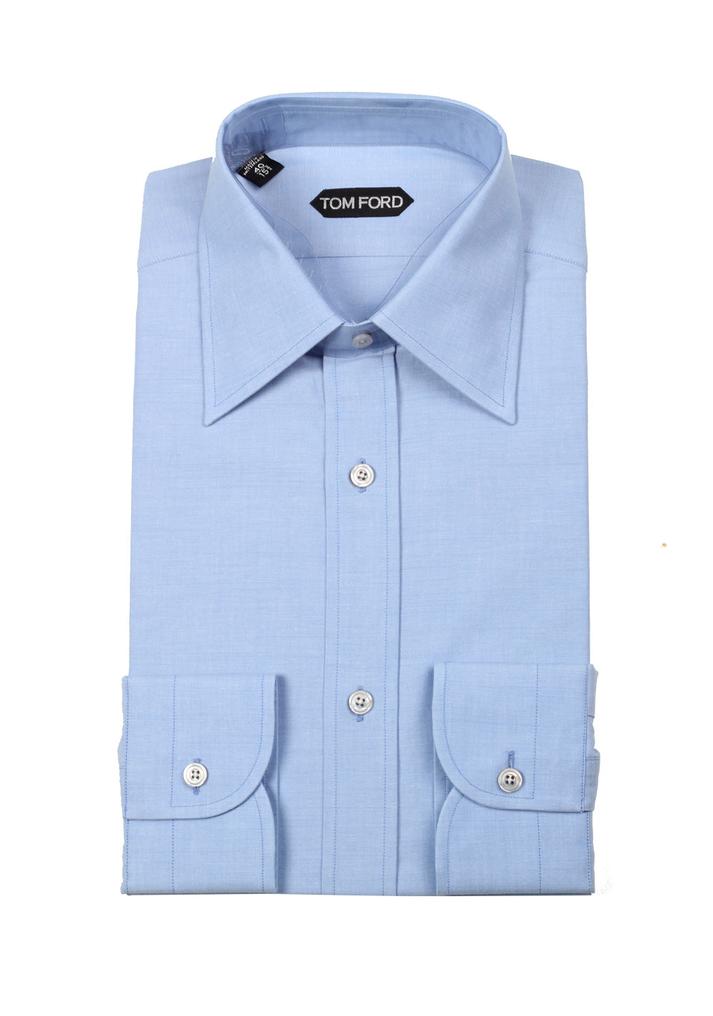 TOM FORD Solid Blue Dress Shirt Size 40 / 15,75 U.S.