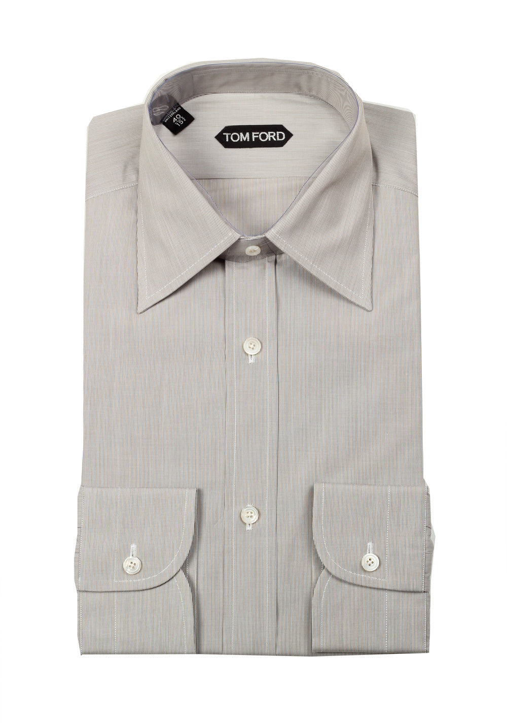 TOM FORD Striped White Gray Dress Shirt Size 40 / 15,75 U.S.