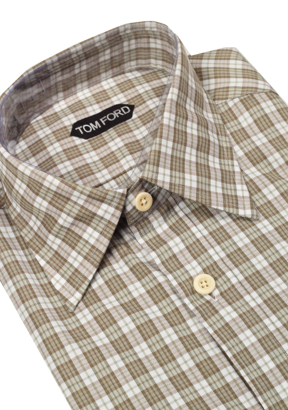 TOM FORD Checked Brown Dress Shirt Size 40 / 15,75 U.S.