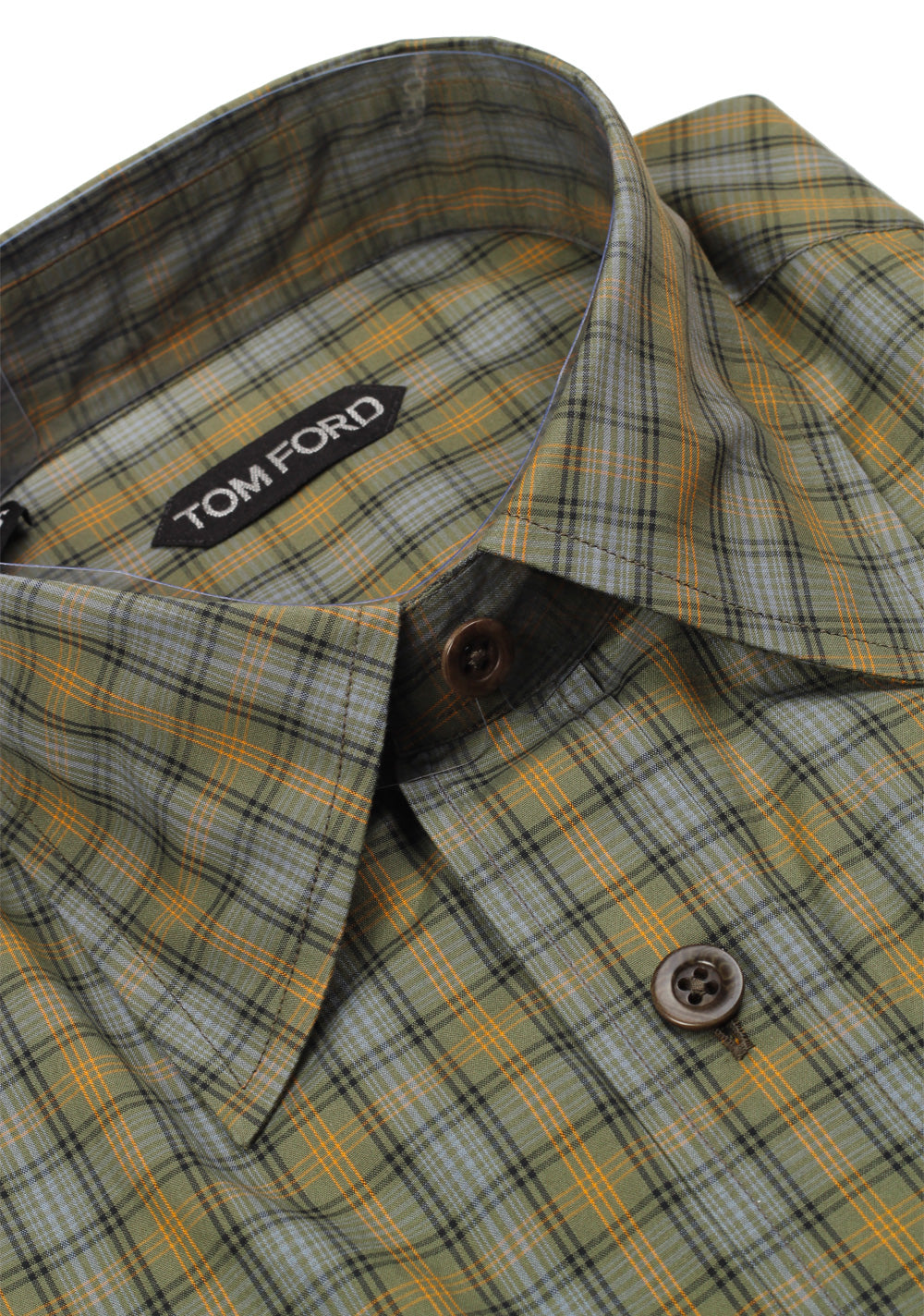 TOM FORD Checked Green Dress Shirt Size 40 / 15,75 U.S