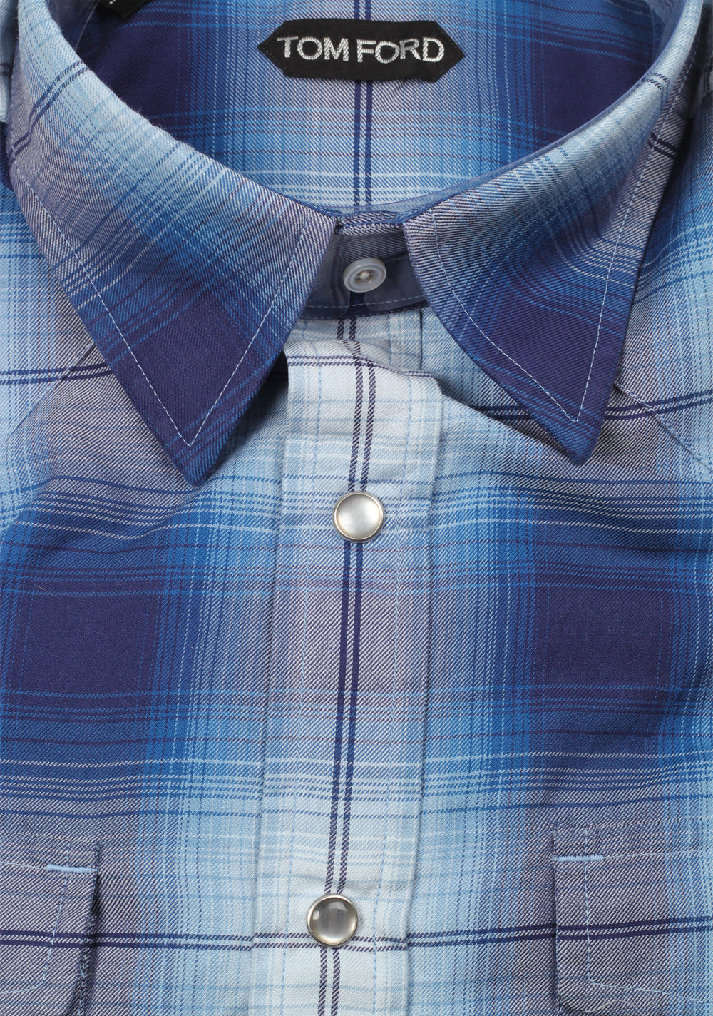 TOM FORD Checked White / Blue Dress Shirt Size 40 / 15,75 U.S.