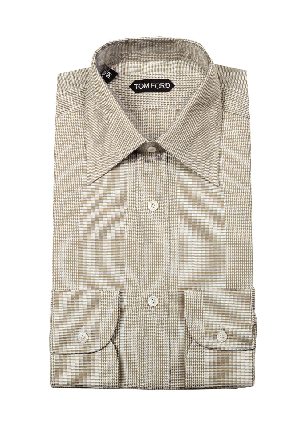 TOM FORD Checked Beige Dress Shirt Size 40 / 15,75 U.S.