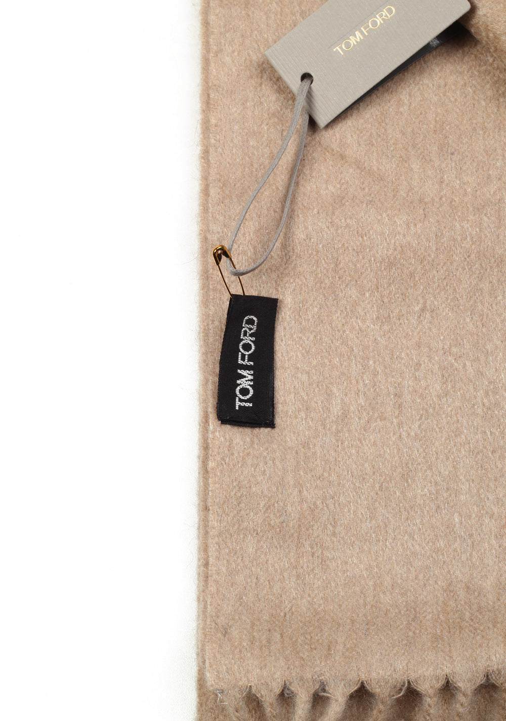 Tom Ford Camel Cashmere Signature Scarf 110" / 10.5"