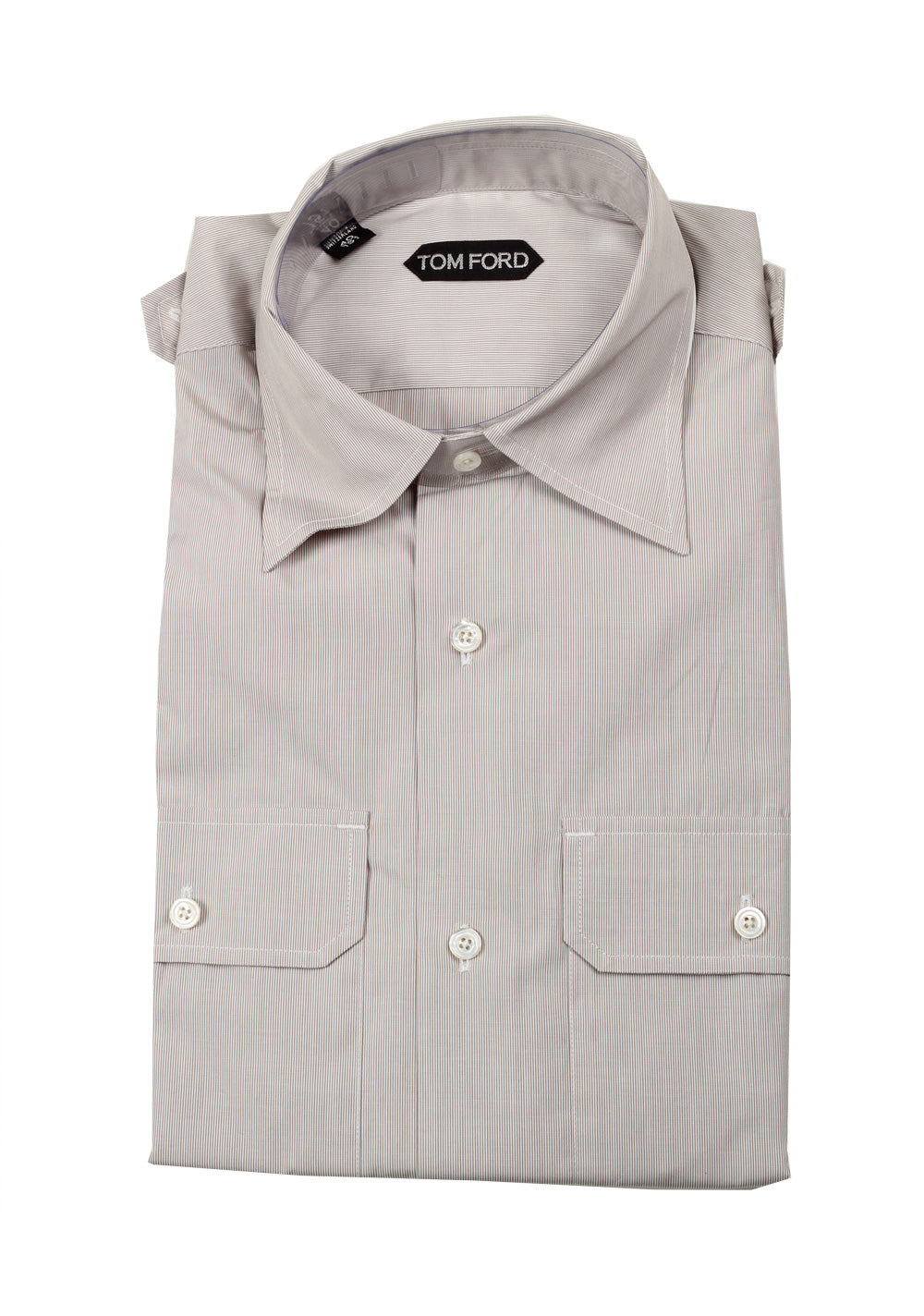 TOM FORD Striped White Gray Casual Shirt Size 40 / 15,75 U.S.